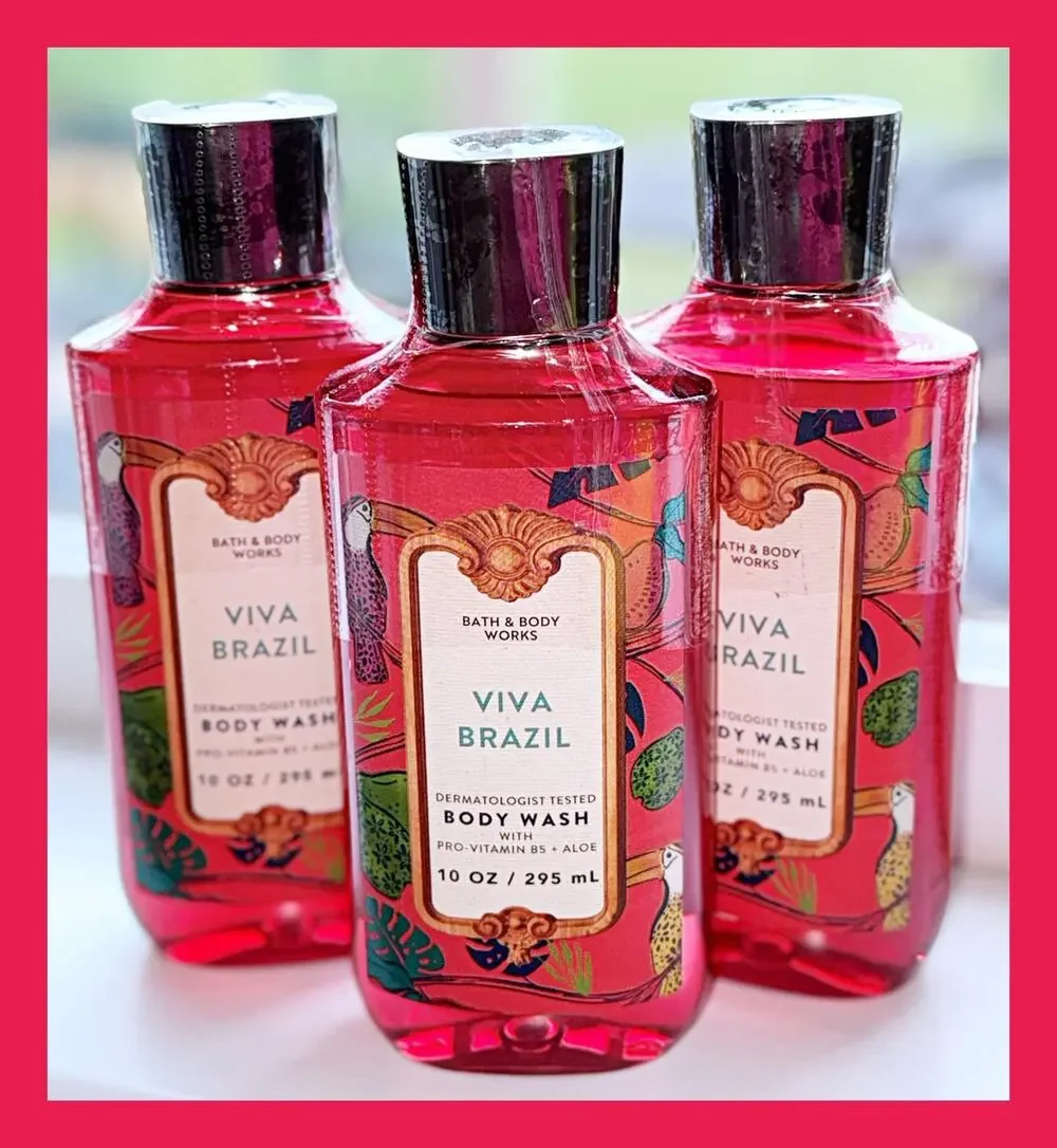Bath & Body Works Viva Brazil 10oz Shower Gel Body Wash with Aloe B5 x3